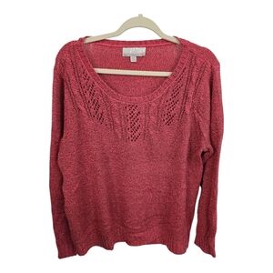 Carolyn Taylor Pink Sweater With Cut-Out Yoke